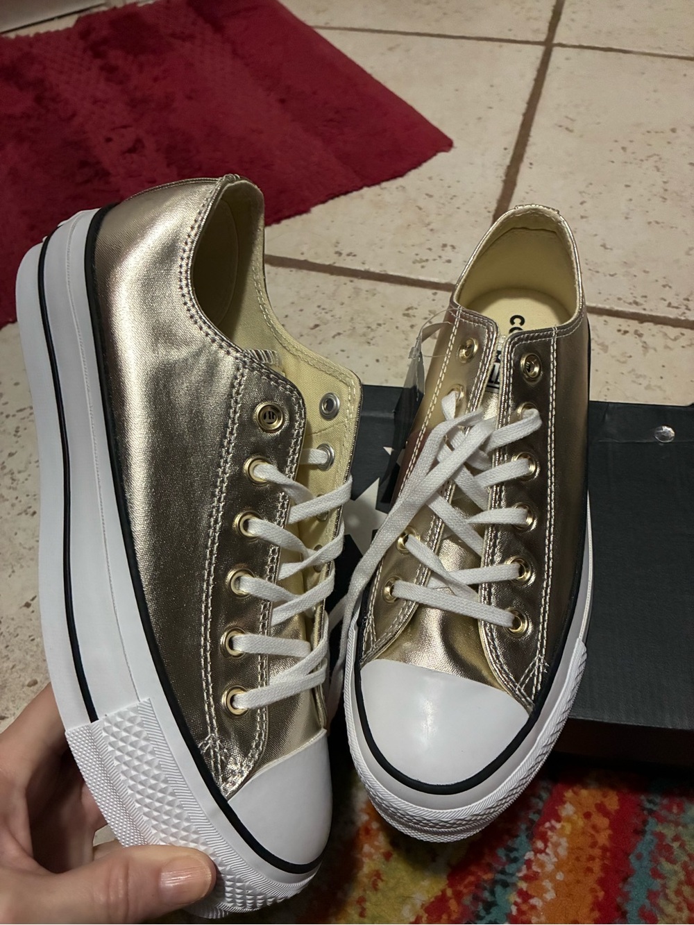 Converse CTAS Lift Ox Gold Black White Platform Shoe